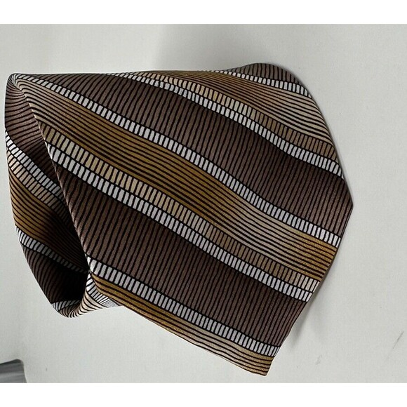 Brooks Brothers Silk Mens Neck Tie Squared Ribbed Geo Ancient Long 58 inches 4w - Picture 1 of 12